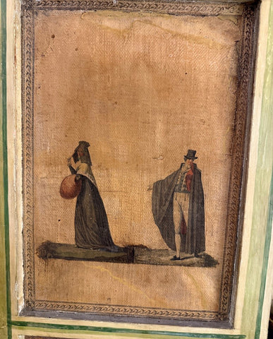 PAIR ITALIAN NEOCLASSIC PAINTED AND LACCA POVERA SCREENS