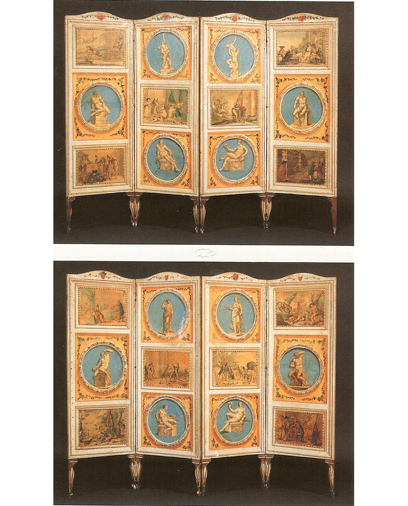 PAIR ITALIAN NEOCLASSIC PAINTED AND LACCA POVERA SCREENS