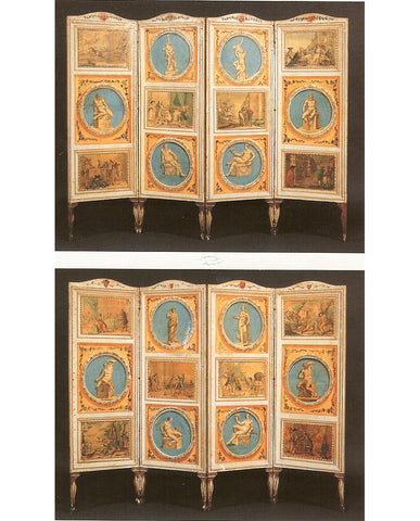 PAIR ITALIAN NEOCLASSIC PAINTED AND LACCA POVERA SCREENS