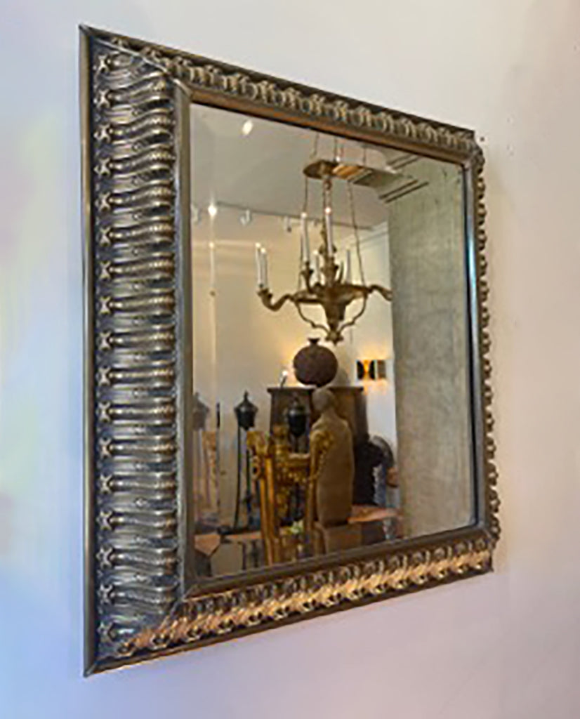 FRENCH EMPIRE REPOUSSÉ BRASS MIRROR