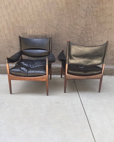PR. KRISTIAN SOLMAR VEDEL PALISANDER AND LEATHER ARMCHAIRS