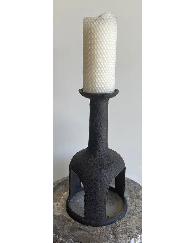 BRUTALIST CAST IRON CANDLESTICK