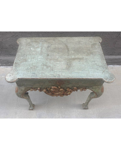 SWEDISH ROCOCO PAINTED AND PARCEL GILT CONSOLE