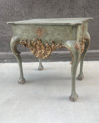 SWEDISH ROCOCO PAINTED AND PARCEL GILT CONSOLE