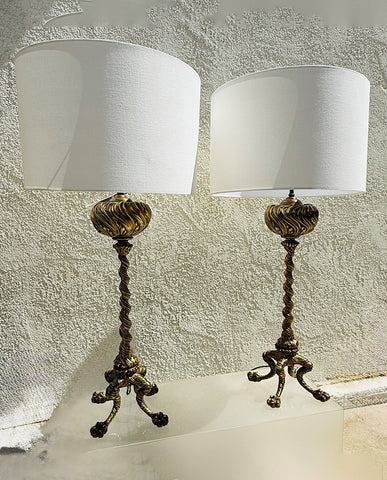 FRENCH RENAISSANCE REVIVAL BRONZE BANQUETE LAMPS