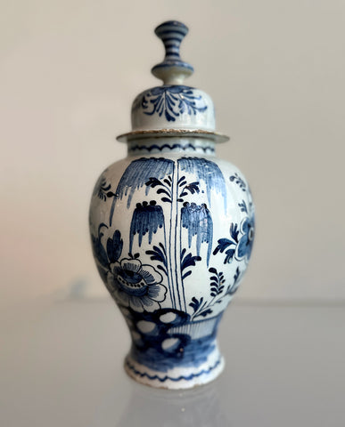 S/3 SIMILAR DELFT STONEWARE BLUE & WHITE VASES