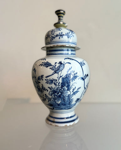 S/3 SIMILAR DELFT STONEWARE BLUE & WHITE VASES
