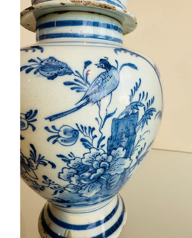 S/3 SIMILAR DELFT STONEWARE BLUE & WHITE VASES