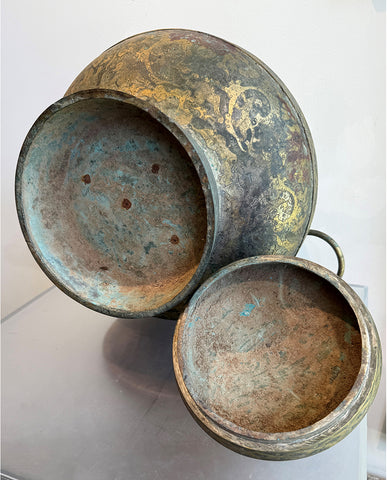 CHINESE ARCHAISTIC GOLD INLAYED BRONZE HU