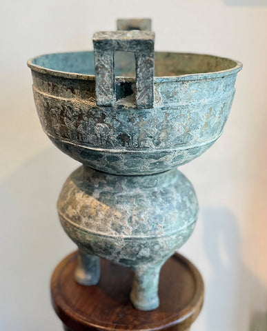 CHINESE ARCHAISTIC BRONZE SILVER INLAID XIAN