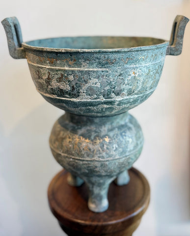 CHINESE ARCHAISTIC BRONZE SILVER INLAID XIAN