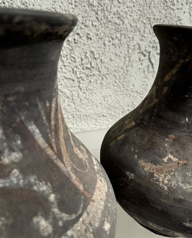 PAIR HAN  EARTHENWARE PAINTED HU