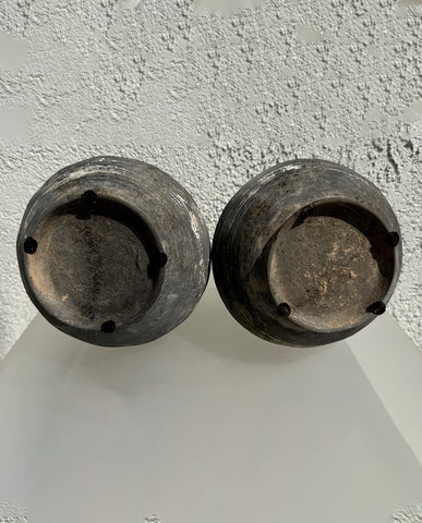 PAIR HAN  EARTHENWARE PAINTED HU