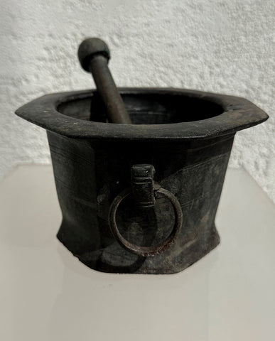 PERSIAN LEADED - BRONZE MORTAR AND PESTLE