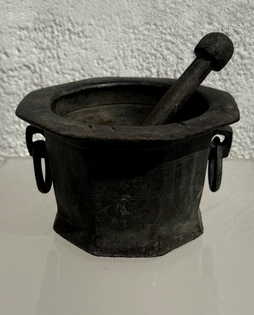 PERSIAN LEADED - BRONZE MORTAR AND PESTLE