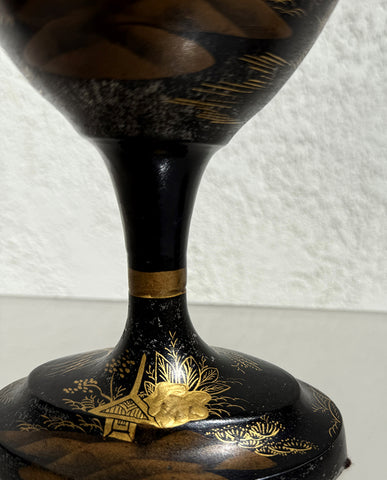 REGENCY JAPANNED TOLE CHESTNUT URNS