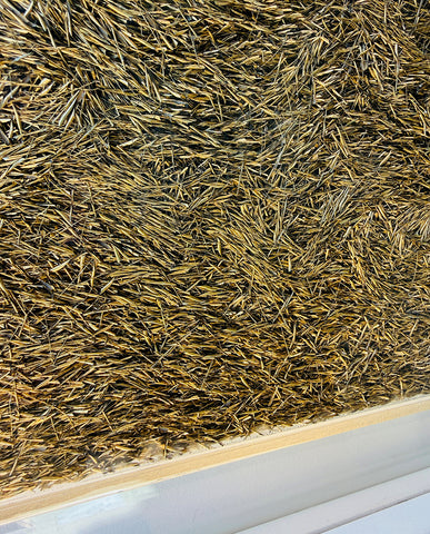 BURR  BRASS, LUCITE AND WOOD PANEL by ESTON