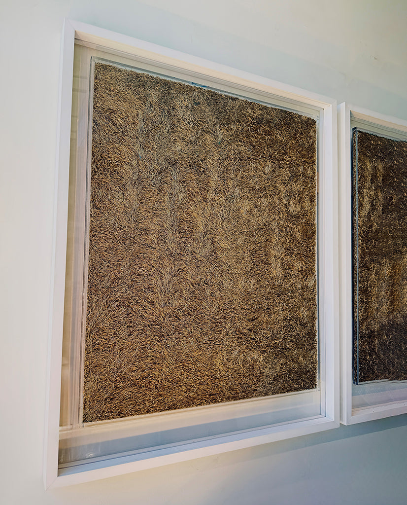 BURR  BRASS, LUCITE AND WOOD PANEL by ESTON