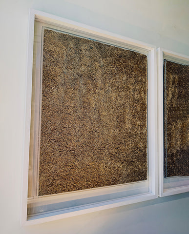 BURR  BRASS, LUCITE AND WOOD PANEL by ESTON