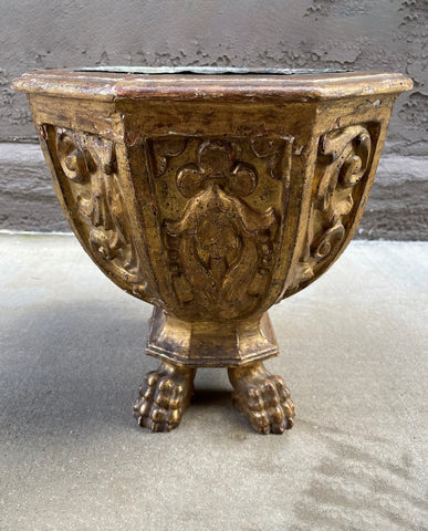 ITALIAN CARVED BAROQUE GILTWOOD CACHEPOT