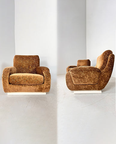 PAIR ITALIAN 70’S  UPHOLSTERED AND PAINTED BERGERES