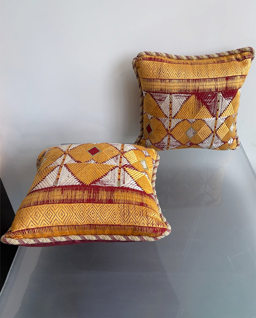 TWO THAI SILK PILLOWS