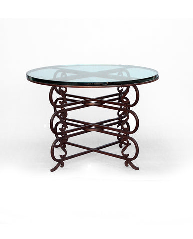 FRENCH WROUGHT IRON AND GLASS TABLE