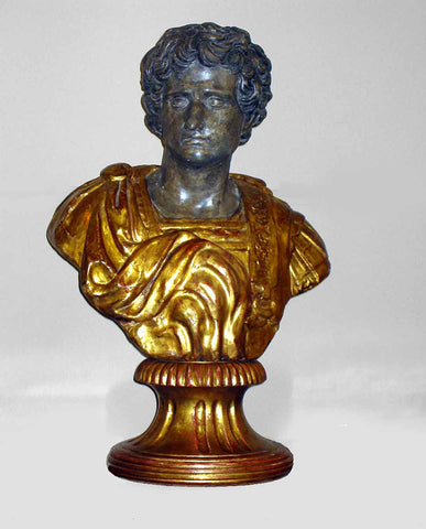 ROMAN PAINTED AND PARCEL GILT FIGURE OF A CAESAR