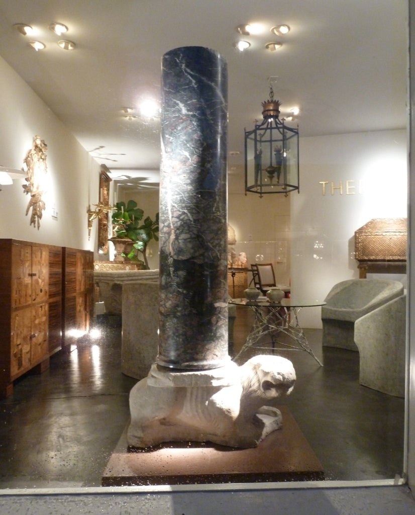 BYZANTINE AFRICAN BRECCIA AND CARRERA MARBLE LION AND COLUMN