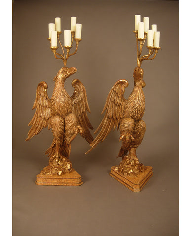 PAIR ITALIAN BAROQUE PAINTED AND PARCEL GILT TORCHERES