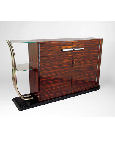 GERMAN ART MODERNE ROSEWOOD AND BLACK LACQUER CREDENZA