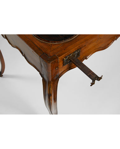 Louis XV Cherry Wood Table with Chinese Export Black Lacquer Inset Tray