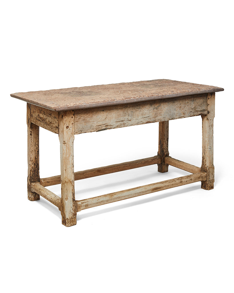 SWEDISH BAROQUE CHESTNUT AND STONE TABLE