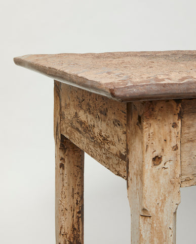 SWEDISH BAROQUE CHESTNUT AND STONE TABLE