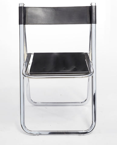 “TAMARA” CHROME AND LEATHER FOLDING CHAIR BY ARRBEN