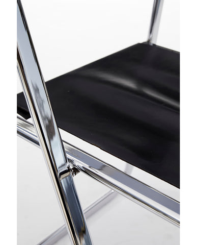 “TAMARA” CHROME AND LEATHER FOLDING CHAIR BY ARRBEN