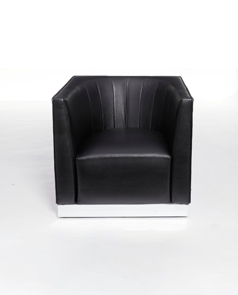 LEATHER AND CHROME CLUB CHAIR