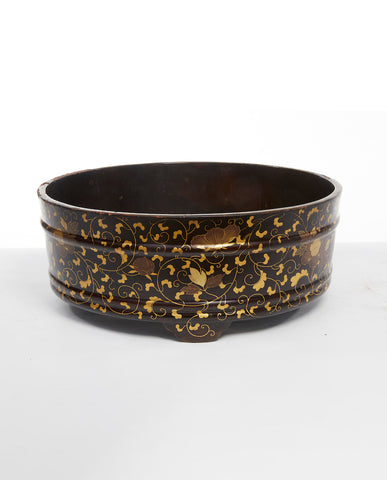 JAPANESE BLACK LACQUER AND GILT BASIN