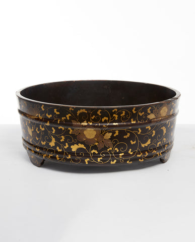 JAPANESE BLACK LACQUER AND GILT BASIN