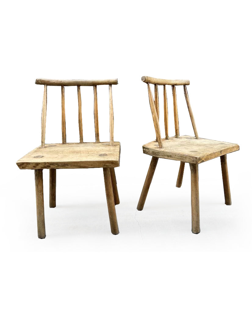 PAIR CHESTNUT  RUSTIC SIDE CHAIRS