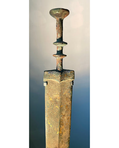 WARRING STATES  CAST BRONZE AND GOLD INLAID SWORD