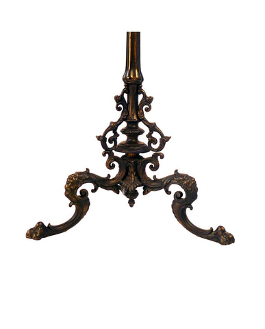 GERMAN NEOCLASSIC STYLE BRONZED IRON EGLOMISE AND NACREOUS INLAID TABLE
