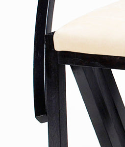FRENCH EBONIZED AND LEATHER ARMCHAIR