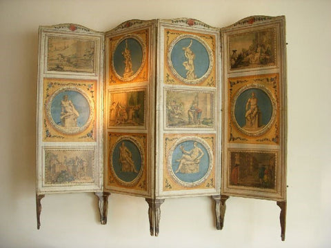 PAIR ITALIAN NEOCLASSIC  PAINTED AND LACCA POVERA SCREENS