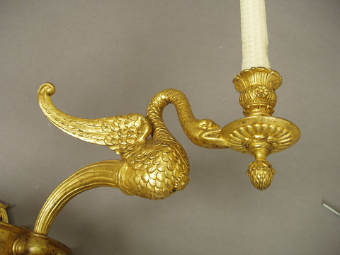 PAIR OF FRENCH EMPIRE STYLE GILDED BRONZE APPLIQUES