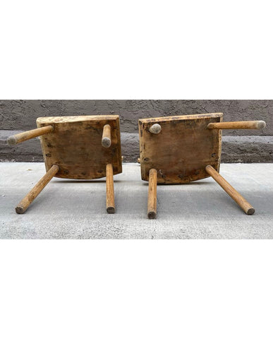PAIR CHESTNUT  RUSTIC SIDE CHAIRS