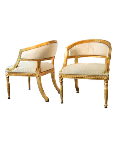 PAIR GUSTAVIANSK GILTWOOD ARMCHAIRS